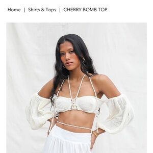 Jen's Pirate Booty White Puff Sleeve Crop Top
